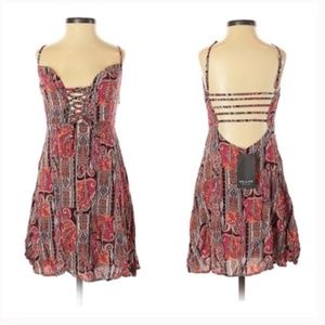 New! Mieeion LF Pink Paisley Lace Front Mini Dress